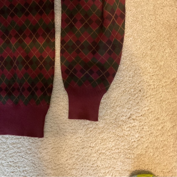 VINTAGE  DAD SWEATER RED ARGYLE WOOL SZ L - Picture 7 of 8